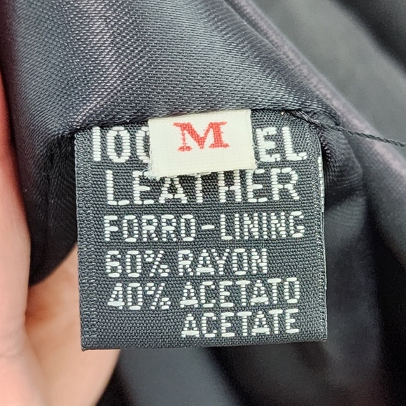 Men's 100% Piel Leather Vintage Button Front Moto Jacket - M - Picture 8 of 9